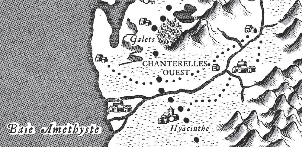 Fantasy map, black and white