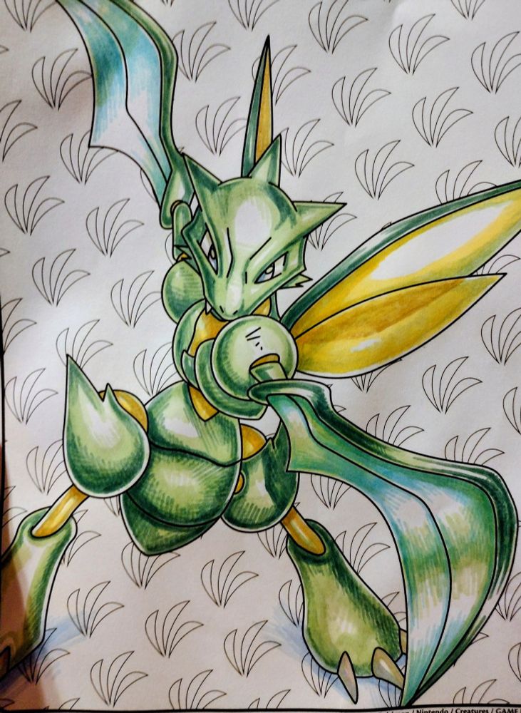 Coloring page of the Pokemon Scyther