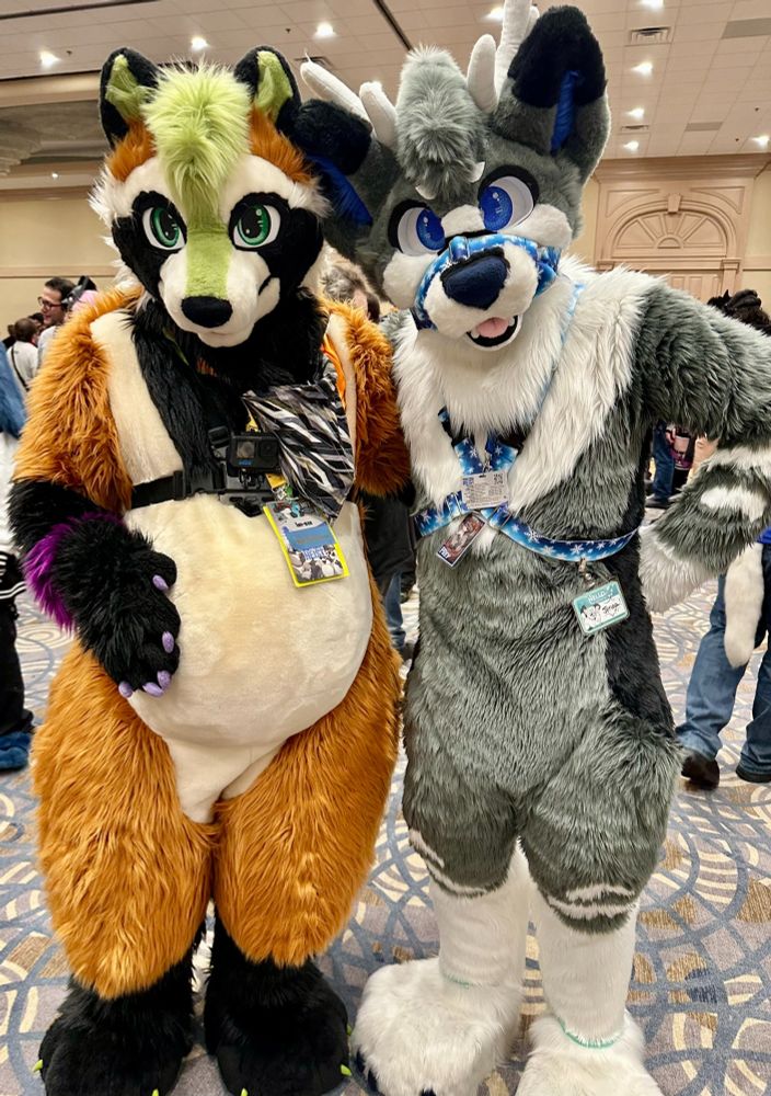 Fursuit photo of Ian with Jenga.