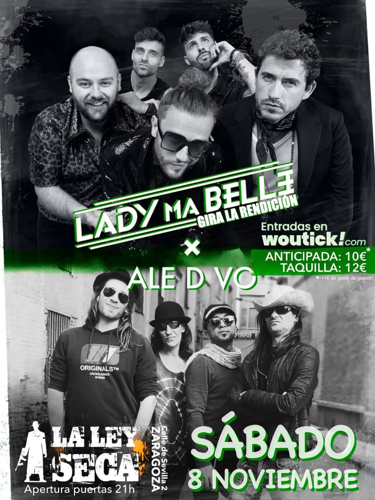 Lady Ma Belle + Ale D. Vo, concierto el sábado 8 de noviembre a las 21:00 en La Ley Seca, Zaragoza. Entradas a la venta en Woutick, 10€ anticipada