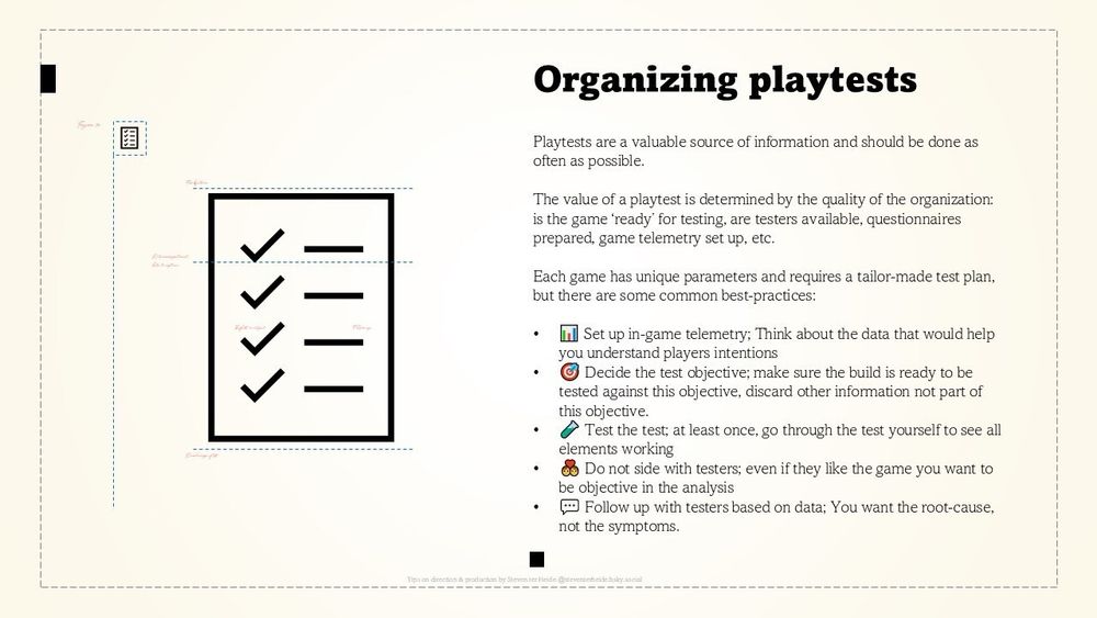 Page with tip on how to organize play tests 