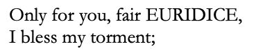 Only for you, fair EURIDICE,
I bless my torment;