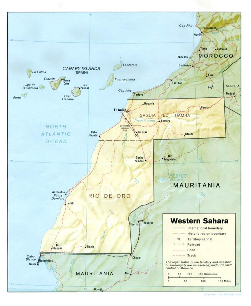 Map of the contested territory of Western Sahara