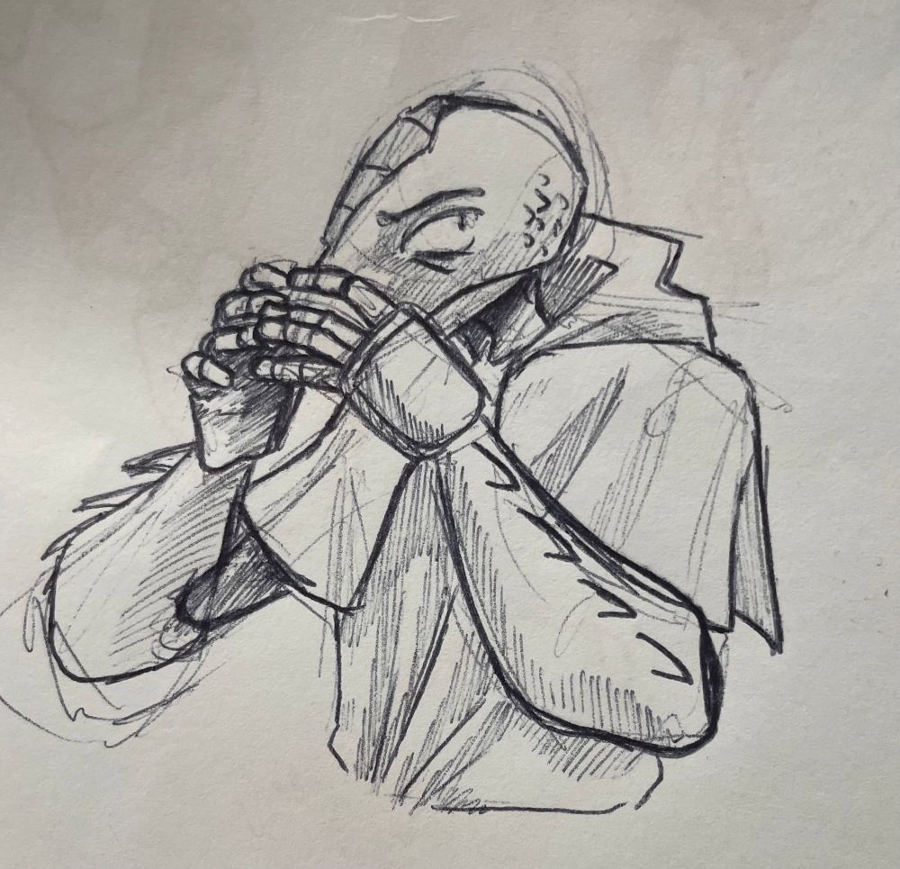 Traditional sketch of C’rizz from doctor who big finish 