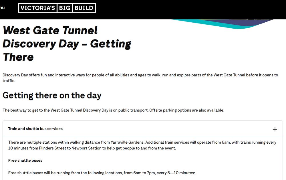 The best way to get to the West Gate Tunnel Discovery Day is on public transport.