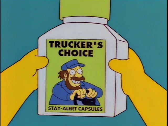 the simpsons screen grab of Trucker’s choice stay alert capsules