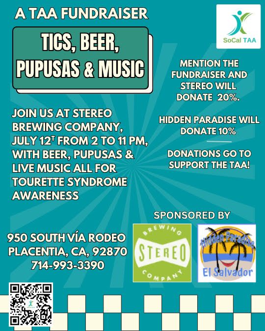 Flyer announcing the TAA fundraiser, Saturday July 12 at Stereo Brewing in Placentia, CA