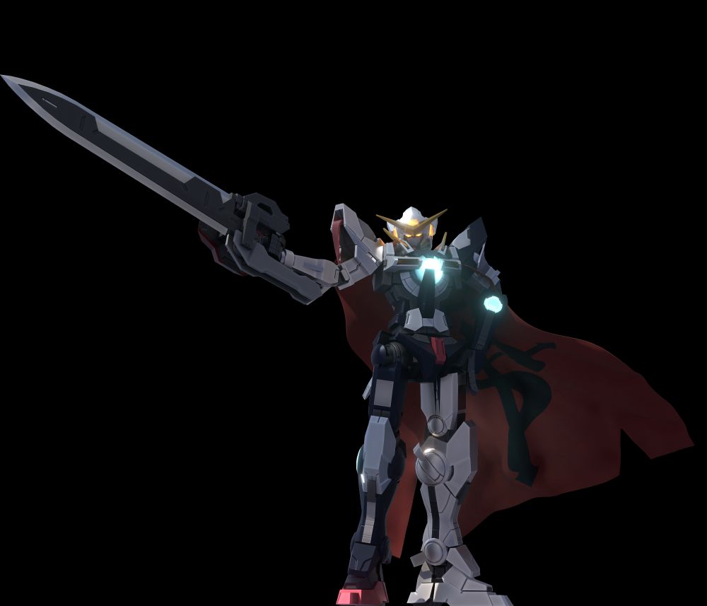 sick as hell exia with a cloak recoloured to look like ed from fullmetal alchemist