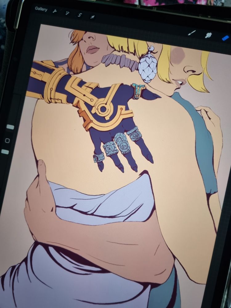 work in progress drawing of Link and Zelda from Tears of the Kingdom