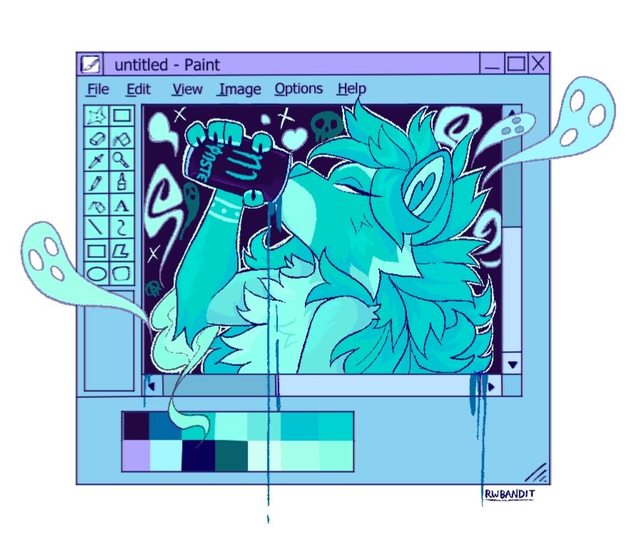 Ghost raccoon drinking monster mspaint ych