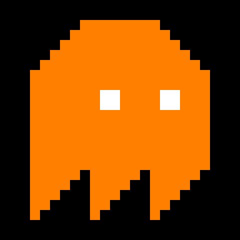 Animated GIF of gamedevmap mascot Ghosty in orange color