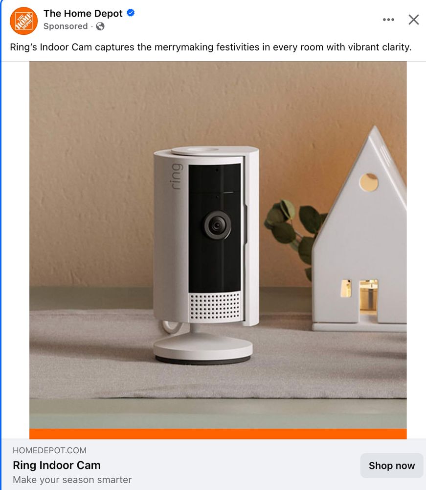ad for a ring indoor camera encouraging surveillance on your party guests