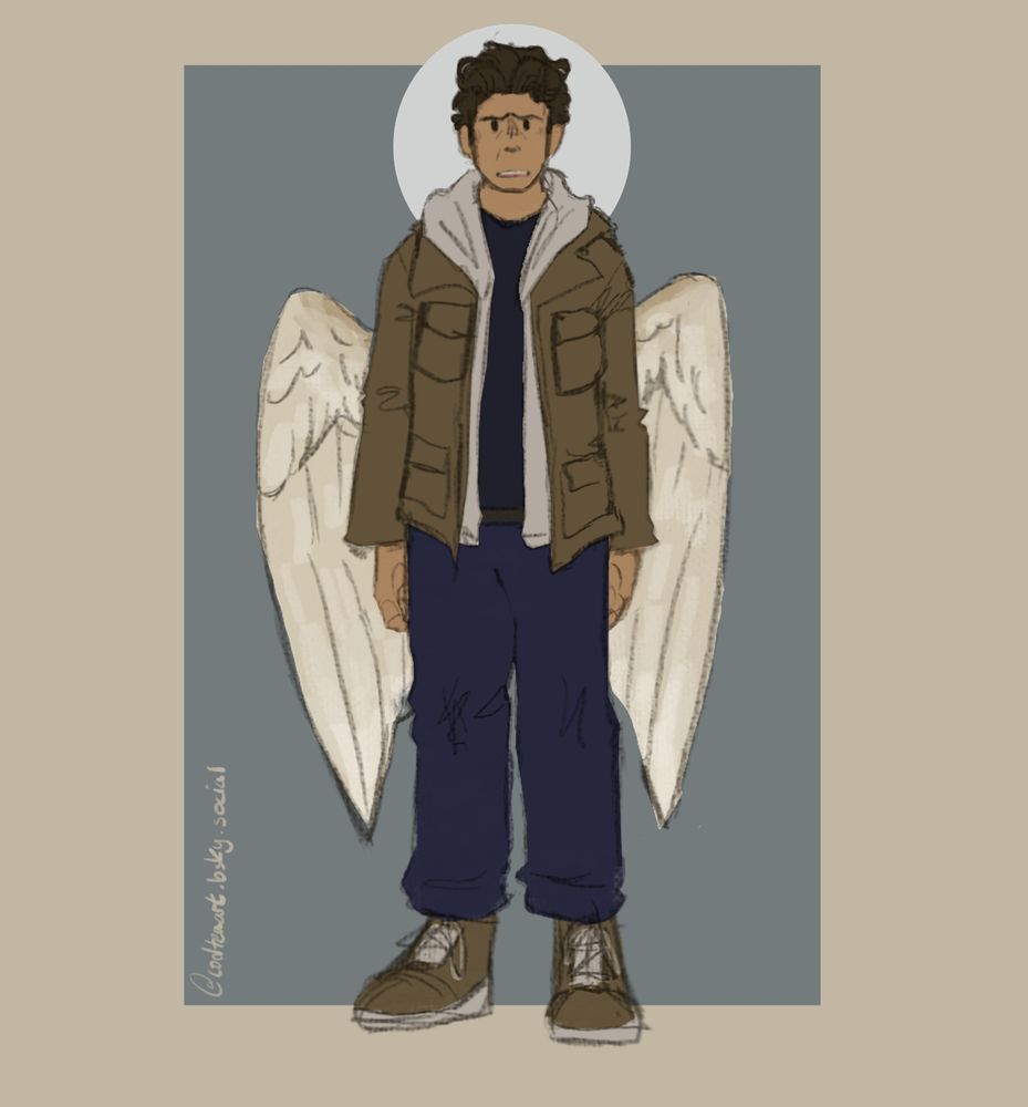 An alternate universe Marc Spector from Moon Knight (MCU) with wings. His wings are that if a wood thrush. He is wearing an outfit from episode 1 of MK