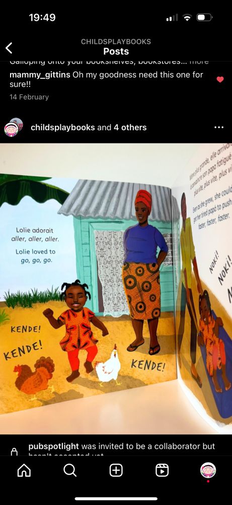 Little girl and mother in DRC at home happily playing with chickens. Little girl playing with father pushing her in a wheelbarrow.