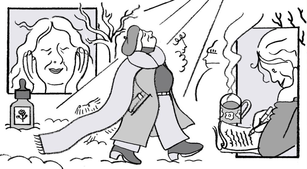 Sketch of the illustration in black and white