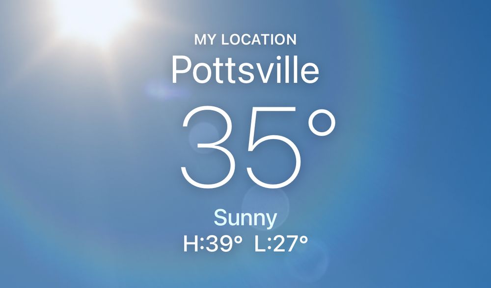 The current temperature in the area is 35 degrees Fahrenheit