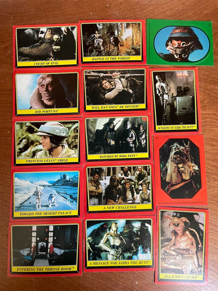 A collection of Return of the Jedi trading cards