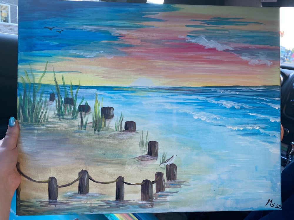 Sunset over Lake Michigan, painted by me