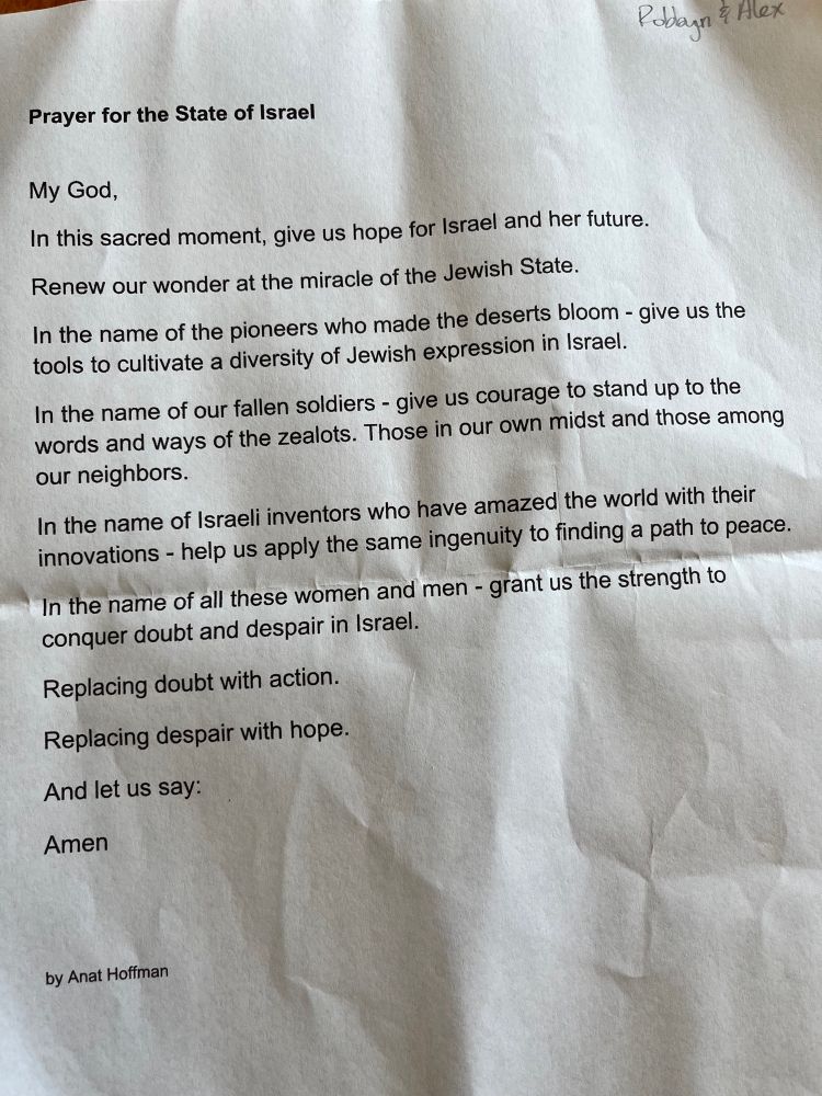 Prayer for the State of Israel by Anat Hoffman
