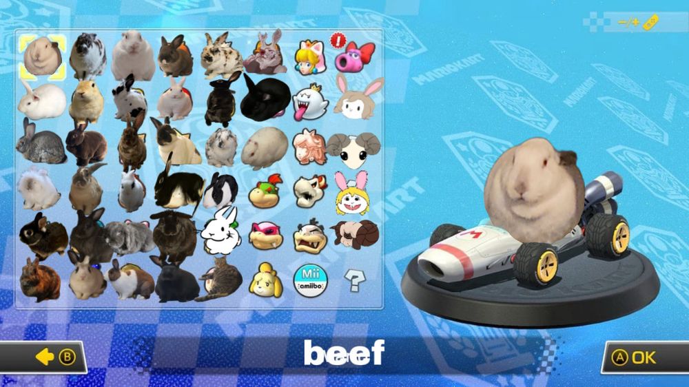 mario kart 8 deluxe roster edited to have rabbits instead