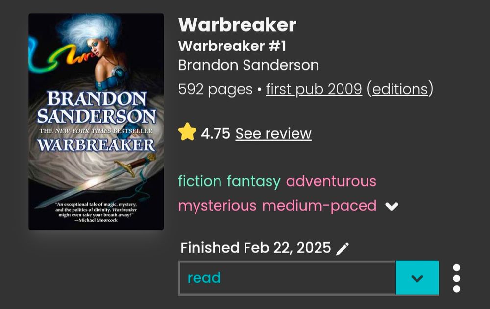 Warbreaker
By Brandon Sanderson
Rated 4.75 stars