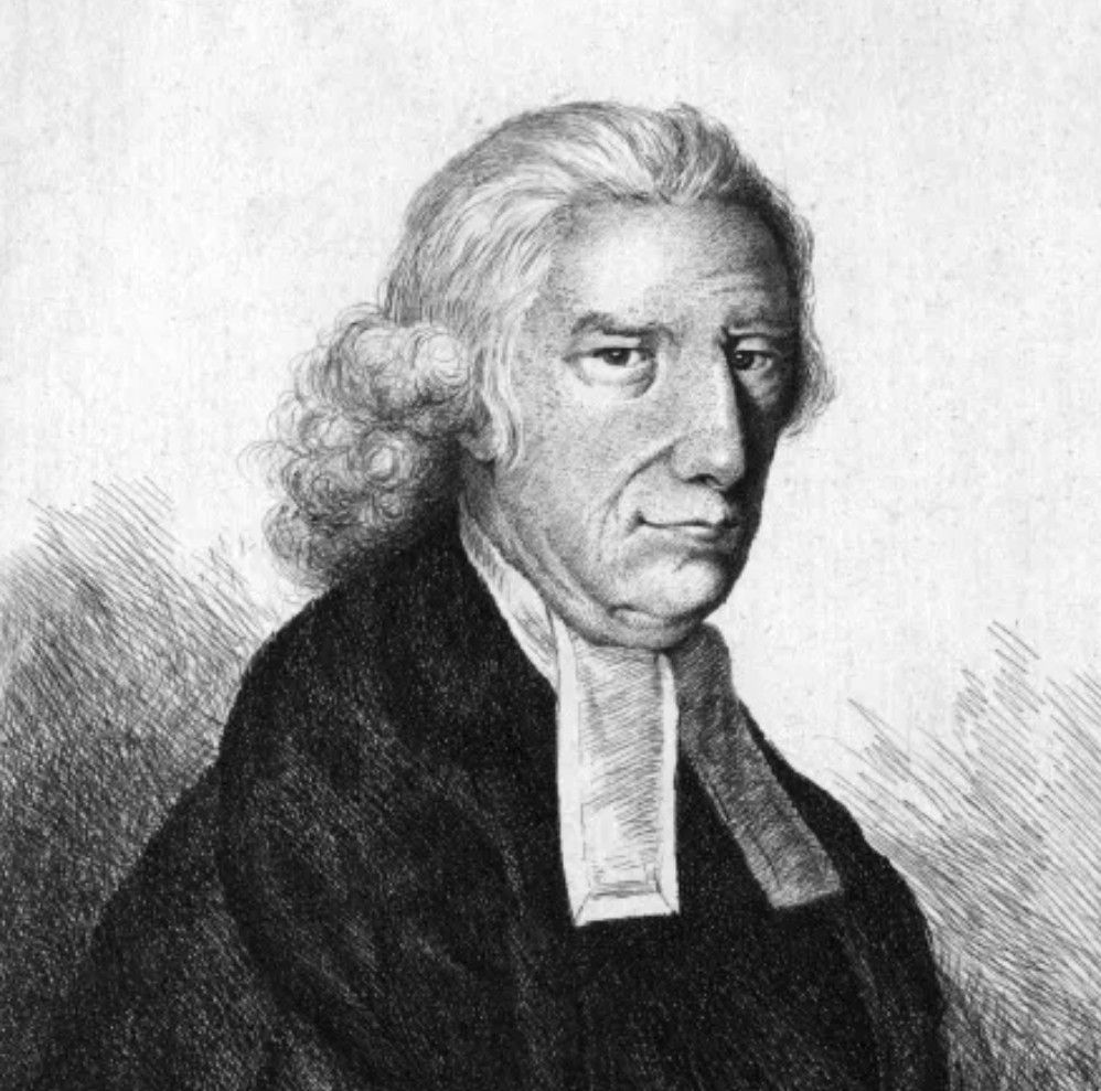 Engraving of a sceptical-looking bewigged man.