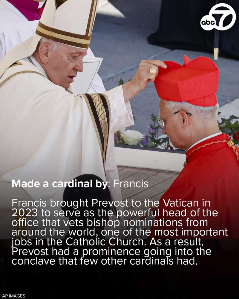 Here are some fun facts about Pope Leo XIV, formerly Cardinal Robert Prevost, who was elected the first pope from the U.S. 

Read more here: https://abc7.com/post/pope-leo-fun-facts-cardinal-robert-prevost/16358644/