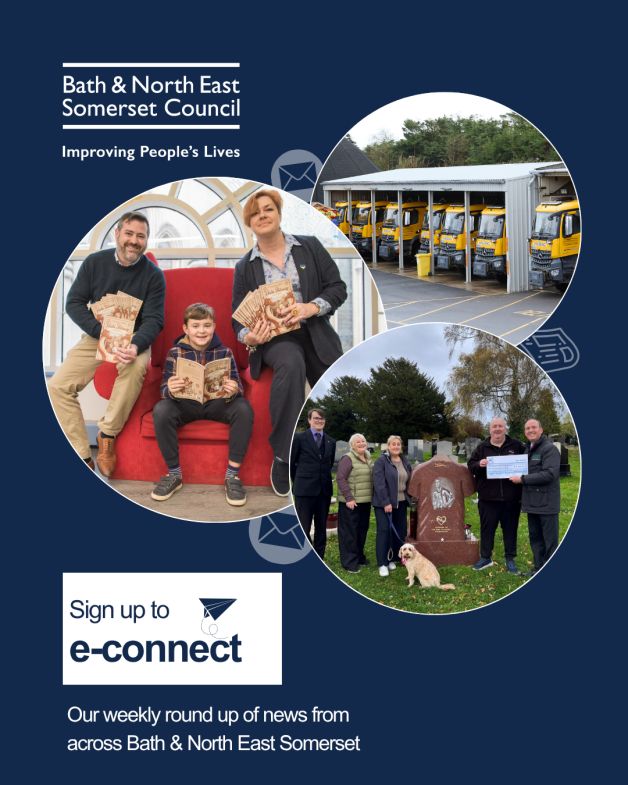 Sign up to e-connect. Pictures show various highlights from news articles.