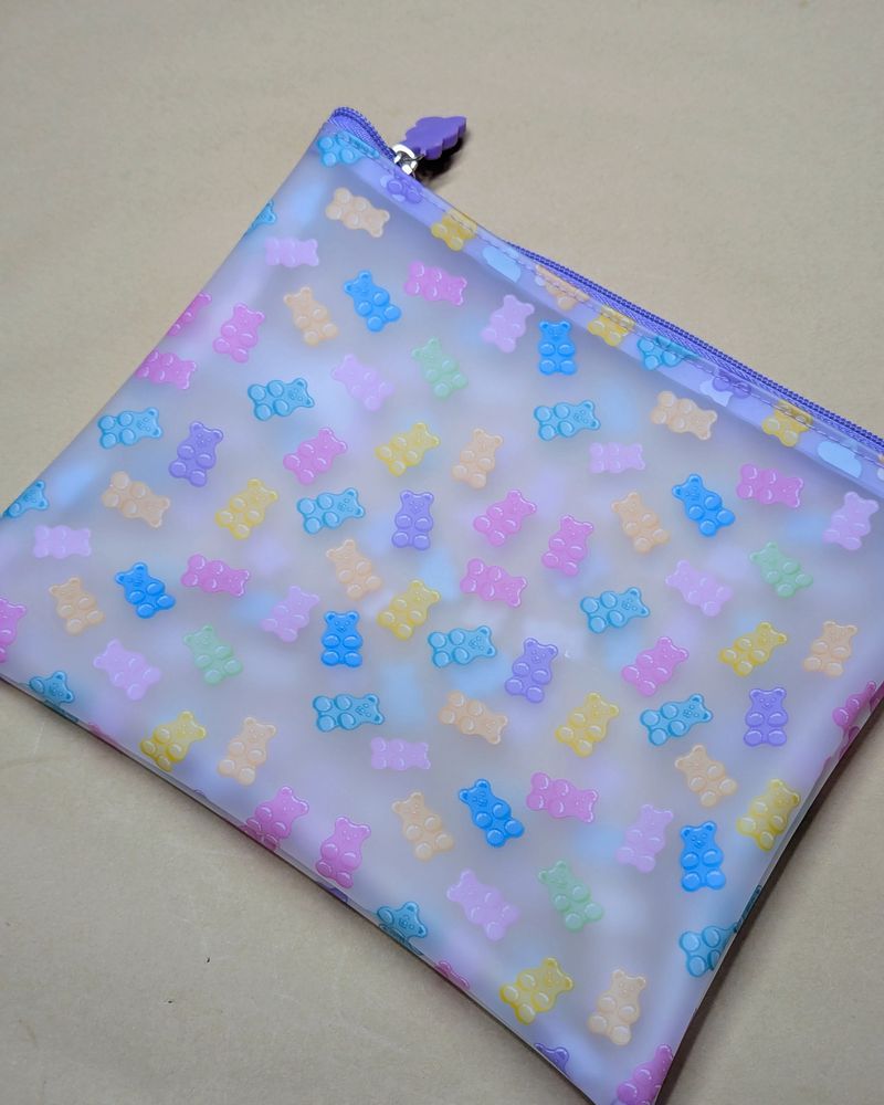 vinyl bag with gummie bears on it
