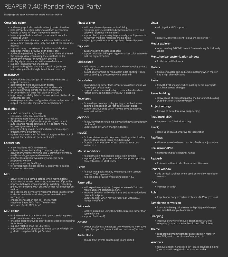 screenshot of changelog text