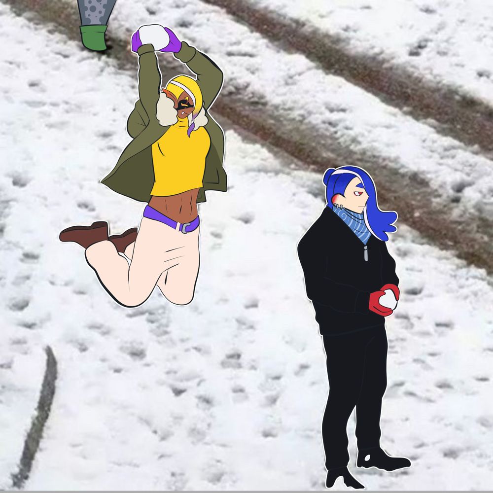 Shiver about to get dunked on by Frye with a snowball