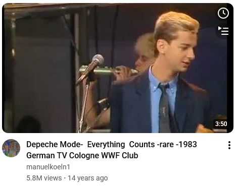 Depeche Mode- Everything Counts -rare -1983 German TV Cologne WWF Club