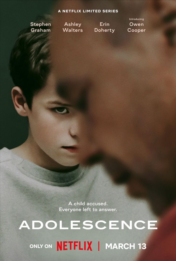 A poster for ADOLESCENCE on Netflix