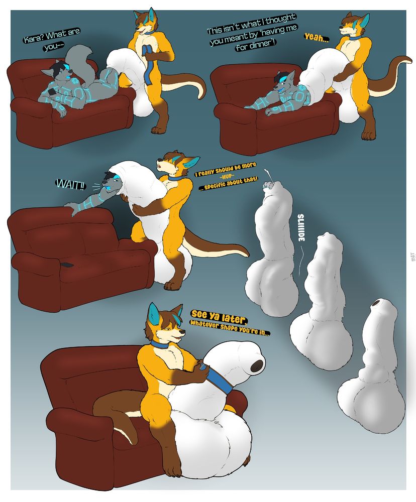 Kara shoving an entire person (Kriger) down his dick in several panels