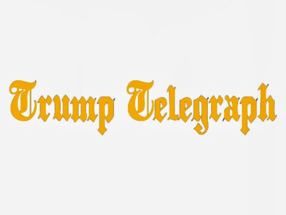"Trump Telegraph" written in the Telegraph font, in gold. 