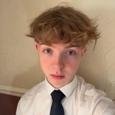 Profile photo of a sensitive-looking pale teenager in a white shirt and tie with big eyes and not much chin who may just have been swirled. 