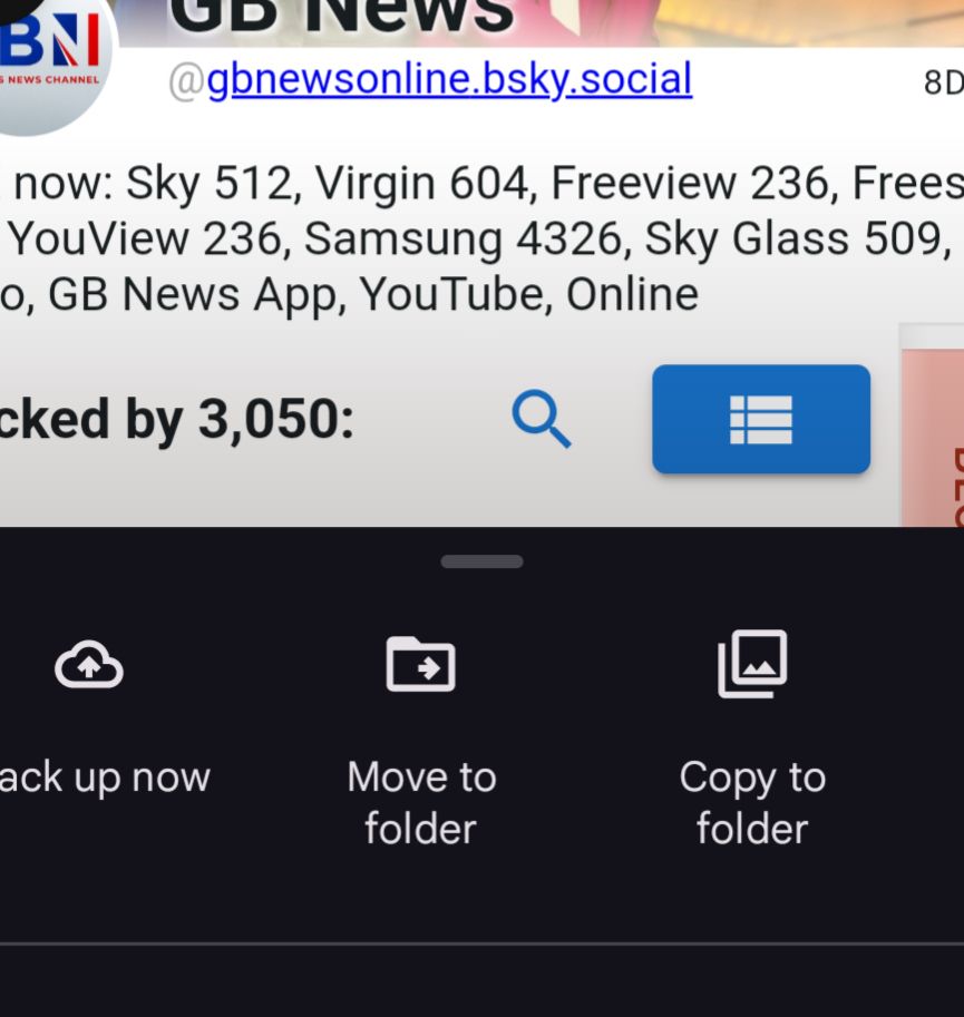 screenshot showing 3050 blocked GB News, timestamp 19:04