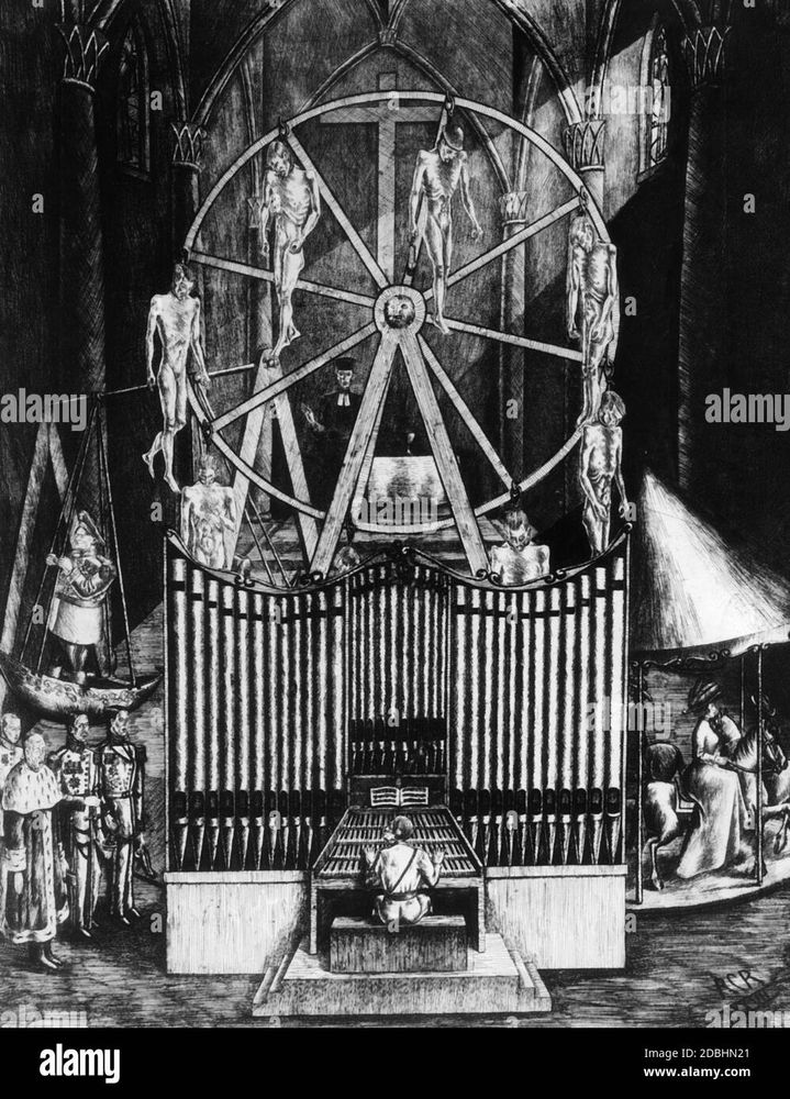 Alamy copy of the image of Hitler at his death organ
