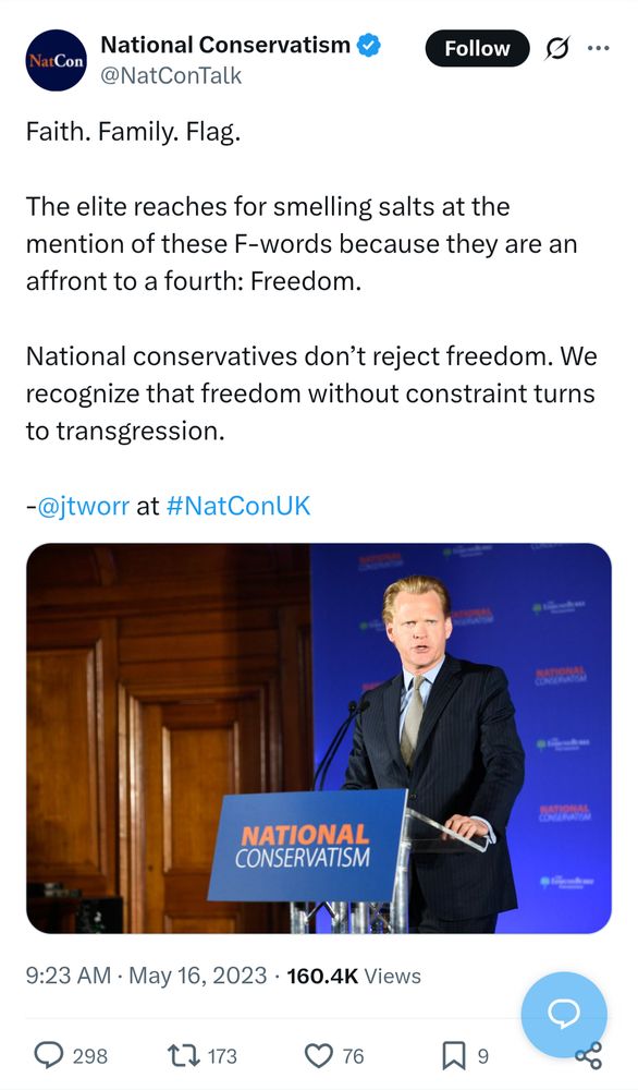 s/s of tweet by National Conservatism @NatConTalk 