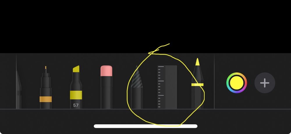 The ruler tool is circled