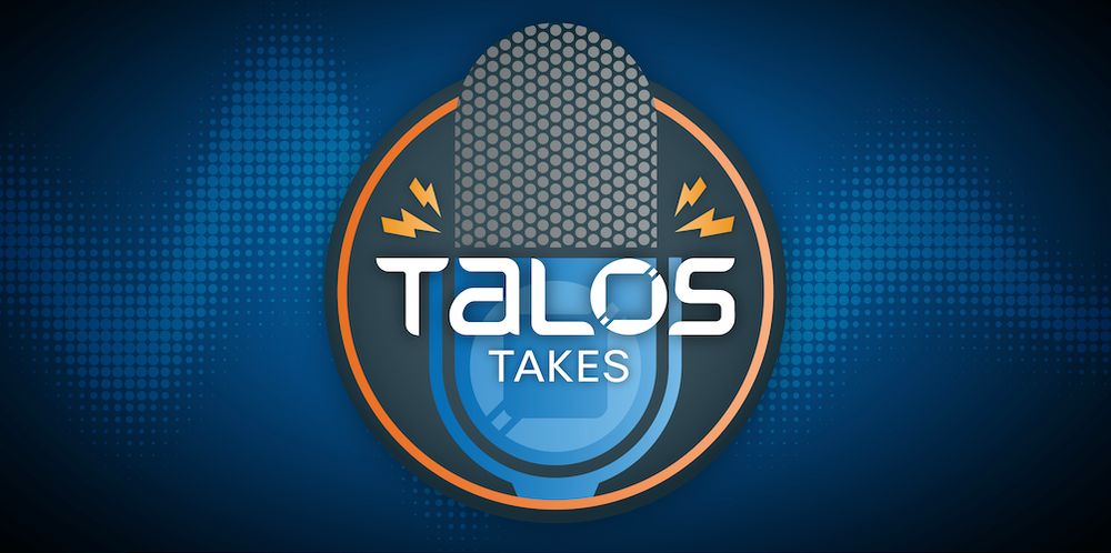 Talos Takes banner with microphone