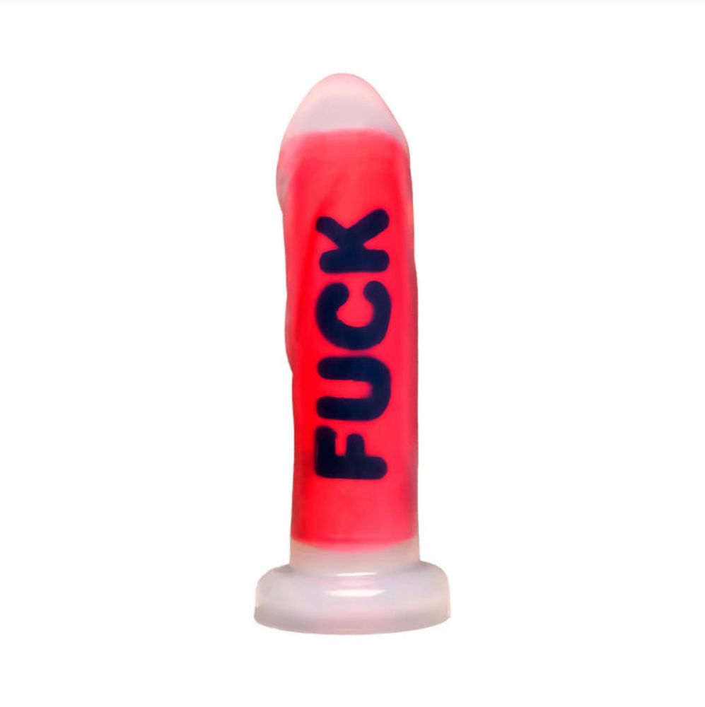 Dildo with fuck written on it. 
