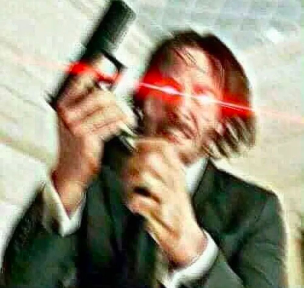 John wick preparing to kill a lot of people he's got glowing red eyes
