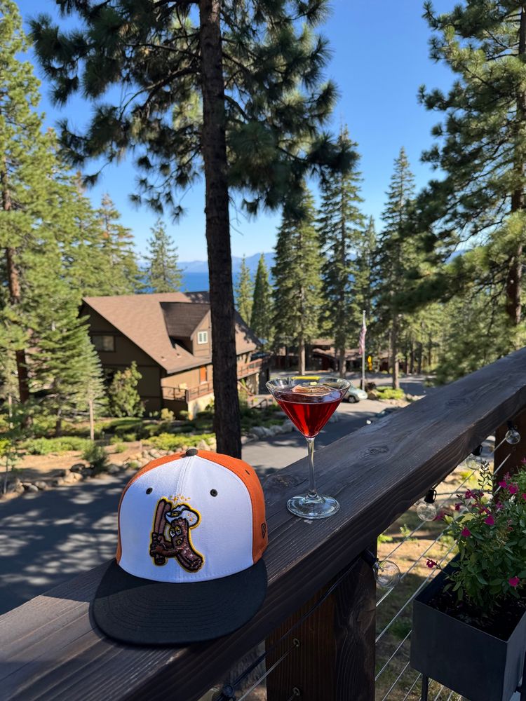 SJ Churros hat and a Negroni overlooking Lake Tahoe
