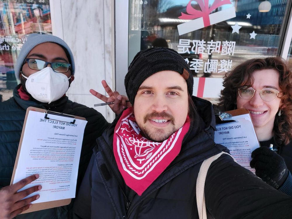 A photo of three volunteers from the campaign 