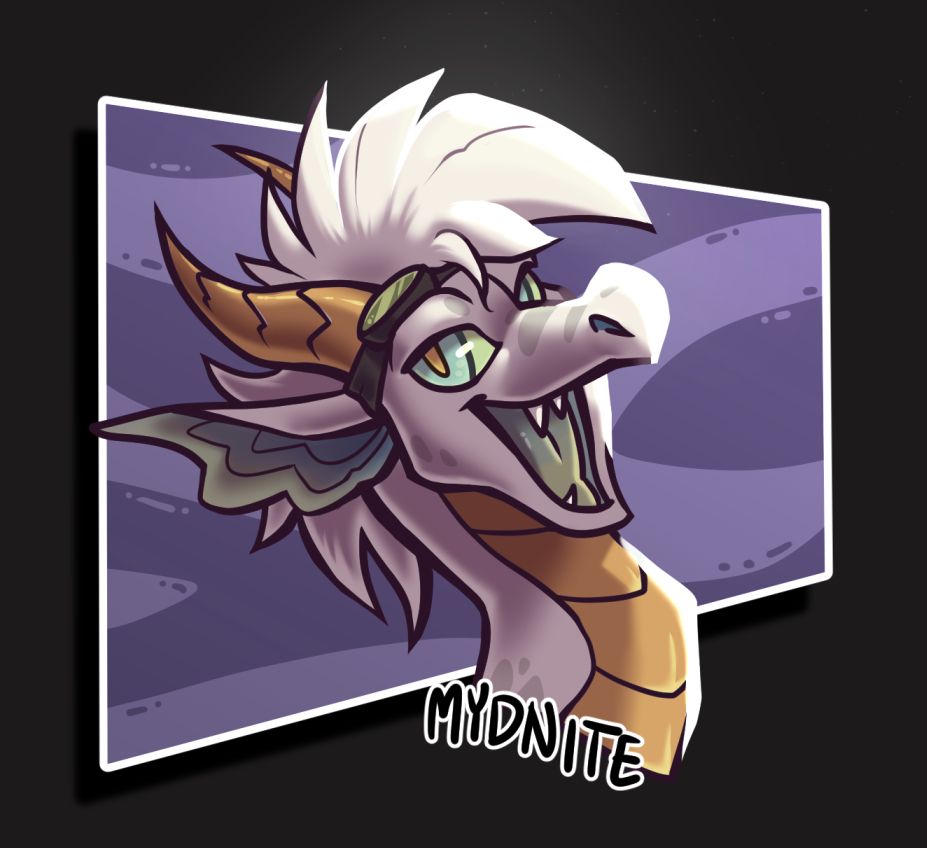 A cartoony drawing of a happy dragon.