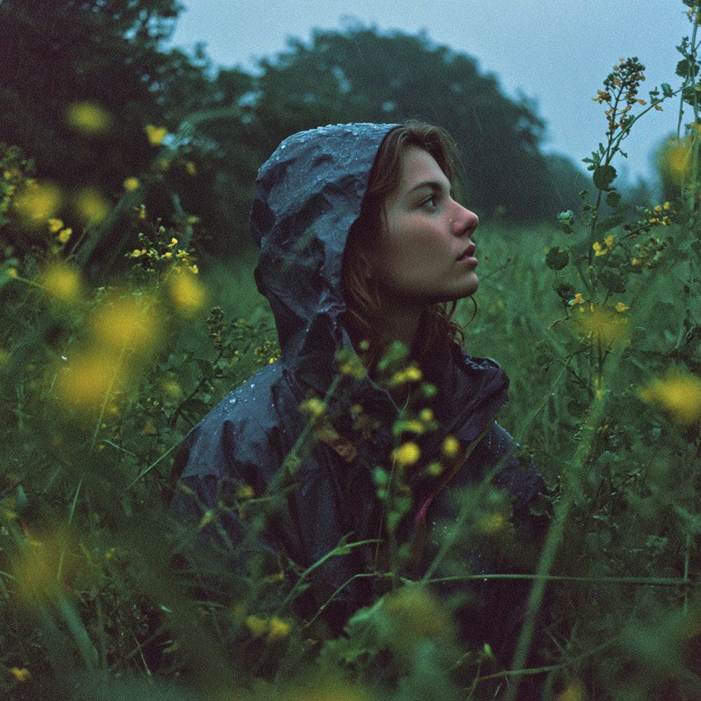 Photo taken with a Lomo LC-A using ISO 100 film. Realistic depth of field. Artistic composition. Nature, dawn, Trees, Flowers, Grass, Weeds, Insects, Rain, Beautiful Girl, Camouflage. --chaos 5