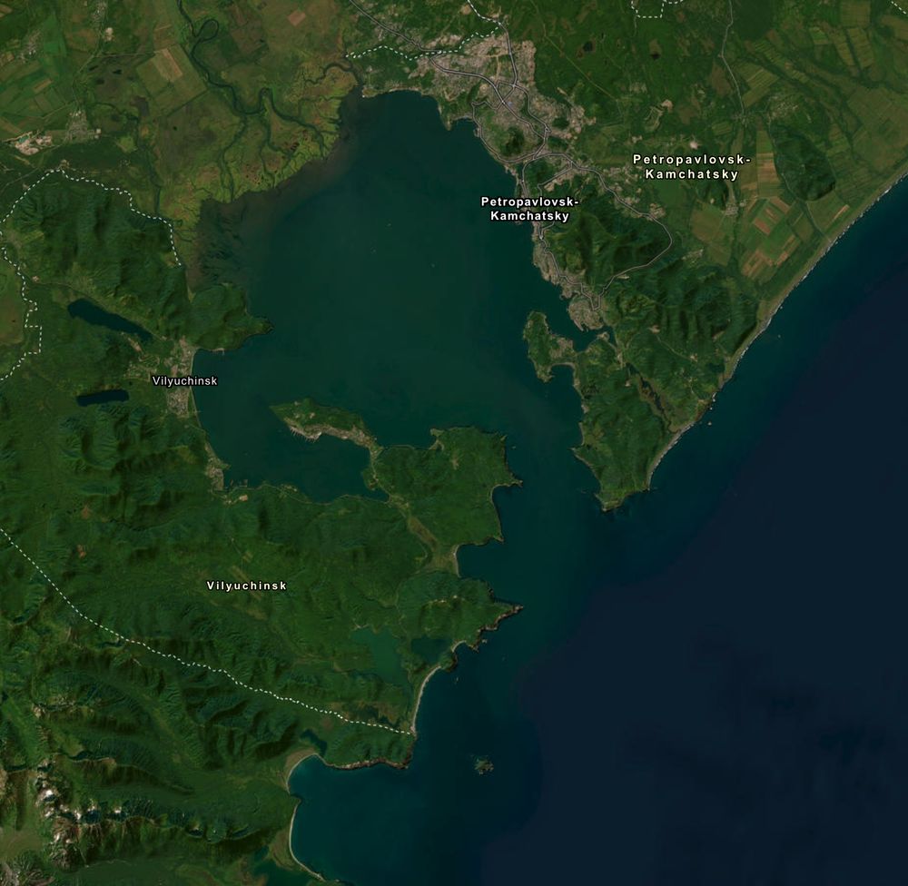 Satellite photo of Petropavlovsk-Kamchatsky, Russia.