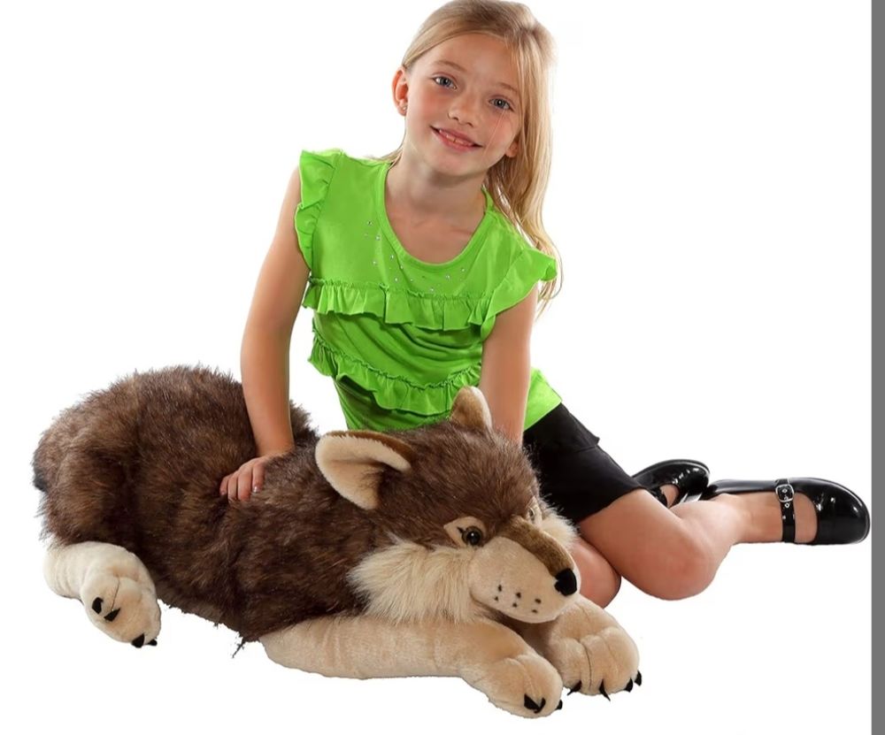 redish brown jumbo wolf plush