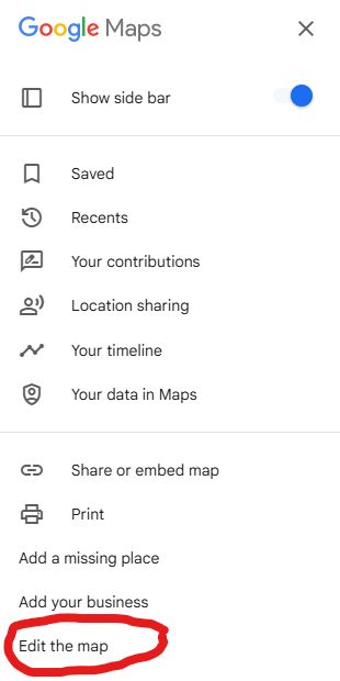 screenshot showing where to navigate: Click "Edit the map"